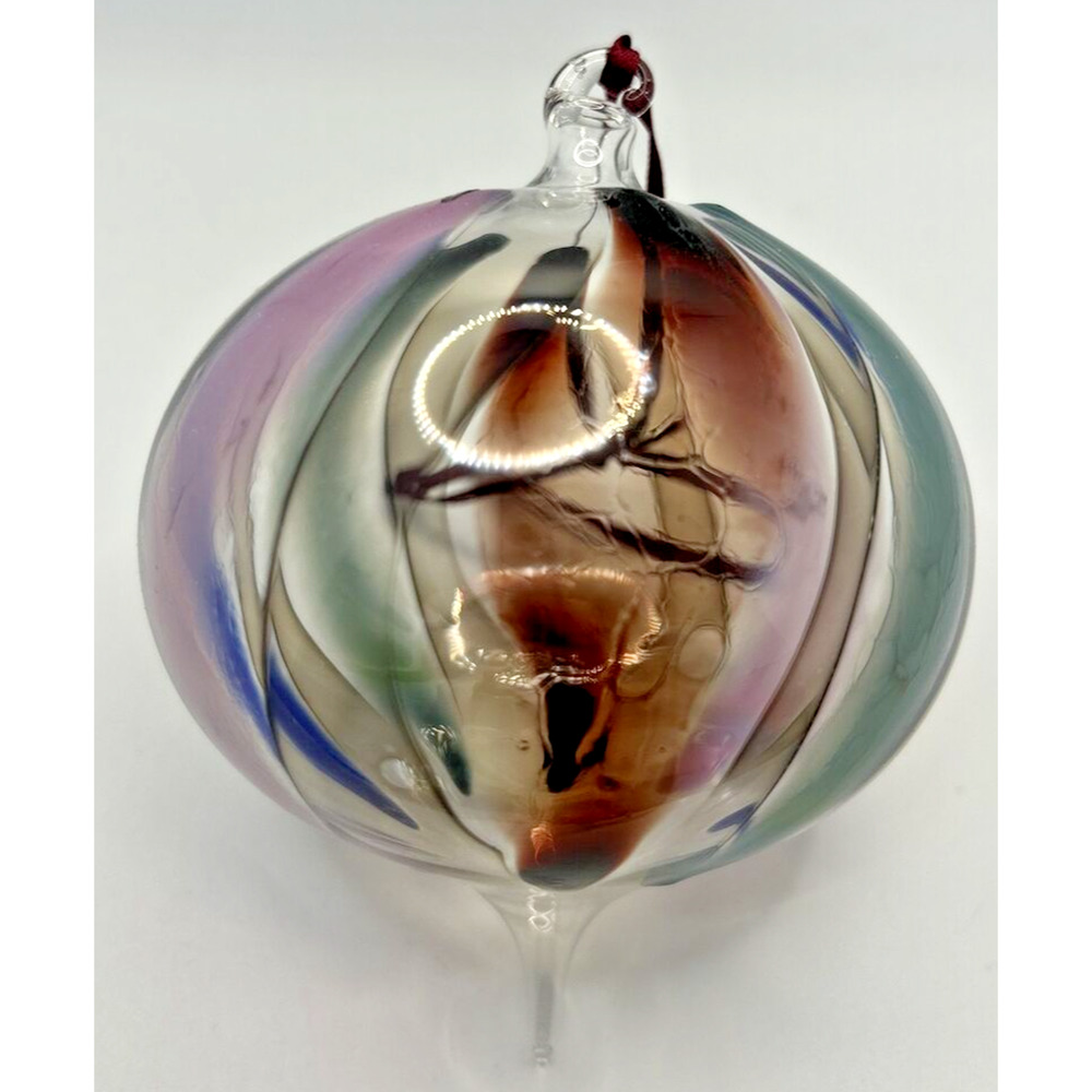 Vintage Art Glass Twisted‎ Blue Purple Green Maroon Ornament U257/11